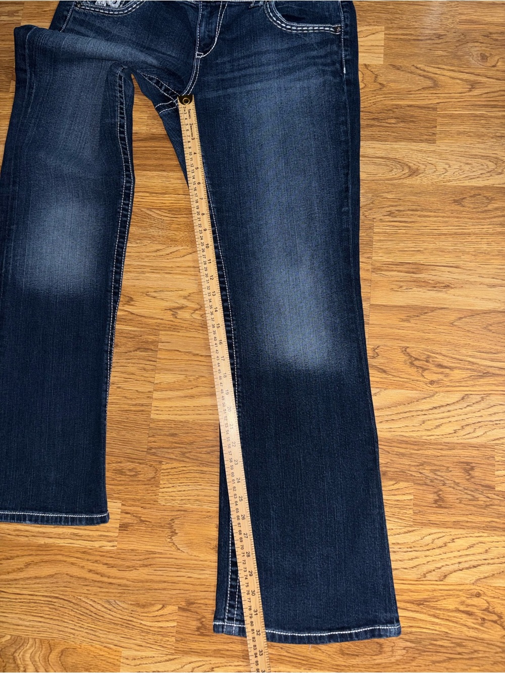 Maurices Premium Denim Bootcut Jeans Juniors Size 15/16 Embroidered Stitching - Picture 15 of 16